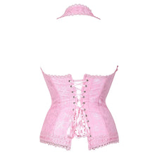 Load image into Gallery viewer, Sexy Women's Red Plaid Overbust Straps Corset Waist Cincher Outwear Halter Bustier with G-string Plus Size S-6XL