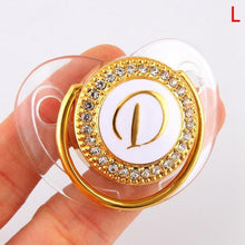 Load image into Gallery viewer, Modern Luxury Diamond Transparent Baby Pacifier Luxury Initials Letter D Bling Pacifier Rhinestone For Baby
