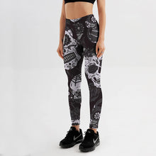 Load image into Gallery viewer, Qickitout Leggings Fitness Slim Women's Black&White skull mas Legging Sexy Fashion Stretch Digital Print Pants Cool Trousers