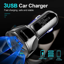 Load image into Gallery viewer, Universal Black Car USB Charger Quick Charge 3.0 4.0 18W Fast Charging In Car 3 Port Mobile Phone Gadgets