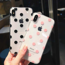 Load image into Gallery viewer, Transparent Phone Case For iPhone 13 12 11 14 Pro Little Dots Love Heart Clear Back Cover Vintage Women Girls Soft Anti-Scratch Protective Cases for iPhone