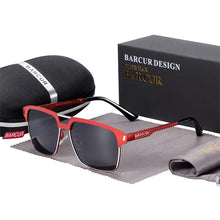 Load image into Gallery viewer, BARCUR Polarized Men’s Sunglasses – Fashionable Square Stainless Steel Frame UV400 Protection Anti-Reflective Outdoor Sports & Driving Eyewear – Original Design Casual Style with Premium Polycarbonate Lenses