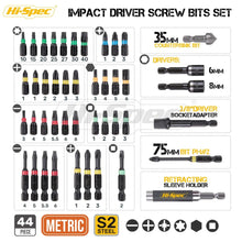 Load image into Gallery viewer, Hi-Spec Premium 44pc Impact Driver Drill Bit S2 Screwdriver Bits Set Power Tool Acessories Home Appliances Repair Hand Tools Kit