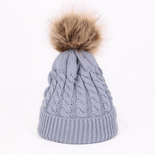 Load image into Gallery viewer, Winter Warm Baby Hat Fur Pompom Knitted Baby Hat Cap Infant Toddler Kids Hat Beanie In Modern Designer Style