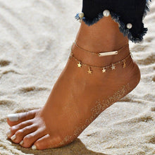 Load image into Gallery viewer, Gold Metal Shell Coconut Tree Female Anklets Barefoot Sandals Foot Summer Double Layers Foot Bracelets Leg Jewelry