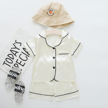 Load image into Gallery viewer, Luxury Modern Children's Pajamas Set Baby Suit Toddler Boys and Girls Ice Silk Satin Cartoon Printing Tops Pants Set Home Wear pajams for Kids
