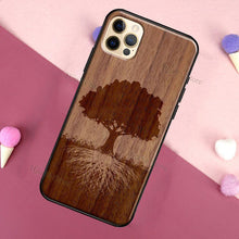 Load image into Gallery viewer, Vintage Tree Flower Bamboo Wood Case For iPhone Pro Max 12 13 min SE For iPhone 13 Shockproof Wooden Texture Protective Cover Unique & Classy Wooden Case
