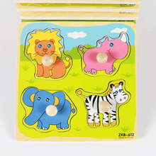 Load image into Gallery viewer, New Hand Grab Board Wooden Puzzle Toys for Children Cartoon Animal Fruit Kids Baby Early Educational Learning Toy