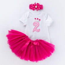 Load image into Gallery viewer, 2 Year Girl Baby Birthday Dress For Birthday Girl Party - 3 Piece Infant Clothing Luxury Set For Birthdays For Girls