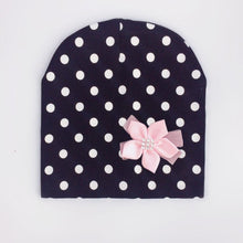 Load image into Gallery viewer, Modern Elegant Baby Girl Hat Cap With Bow and Dots Cotton Flower Beanie for Girls Butterfly Knot