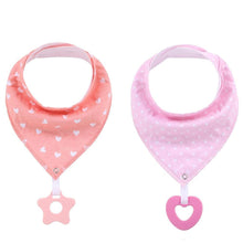 Load image into Gallery viewer, 100% Organic Cotton Super Absorbent And Soft Unisex Baby Bandana Drool Bibs And Teething Toys For Newborn