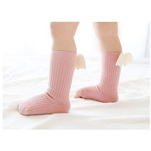 Load image into Gallery viewer, Luxury Modern Socks Baby Girls Knee High Socks With Angel wing Summer Autumn Cotton Socks Solid Candy Color Toddler For Kids