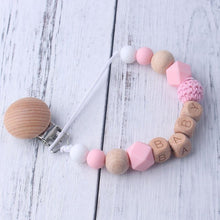 Load image into Gallery viewer, Baby Boy Wood Chew Pacifier Clips Dummy Chain Holder Cute Soother Chains Baby Girl Teething Toy
