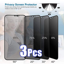 Load image into Gallery viewer, 3Pcs Best Privacy 9H Tempered Glass For iPhone 11 12 13 14 Pro Mini XS MAX X XR 6S 7 8 Plus SE Anti Spy Peep Screen Protector Anti-Spy Anti-Peeping Tempered Glass Screen Film for iPhone