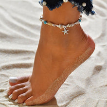 Load image into Gallery viewer, Gold Metal Shell Coconut Tree Female Anklets Barefoot Sandals Foot Summer Double Layers Foot Bracelets Leg Jewelry
