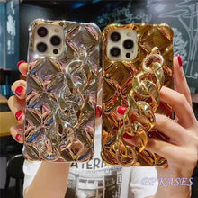 Load image into Gallery viewer, Luxury Gold Plating Electroplated Bracelet Cute Compatible with iPhone Diamond Case Luxury Sparkle Glitter Rhinestone Phone Case For iPhone 14 13 Promax 11 12 Pro Max Mini Xs Max XR 8 7 Plus Mirror Cover
