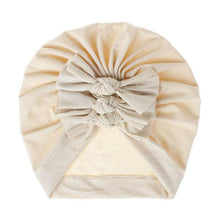 Load image into Gallery viewer, Handamde Elegant Baby Hats for Girls Big Bow Turban Hat Newborn Baby Beanie Cap Solid Color Style