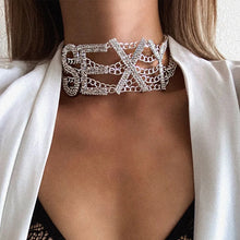 Load image into Gallery viewer, Rhinestone Choker Necklace Luxury Fashion Crystal Jewellery Sexy Word Chocker Bling Glam Sparkly Women's Jewelry Accessories