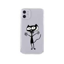 Load image into Gallery viewer, Cute Cartoons Black Cat Transparent Phone Cover For Iphone 14 14promax 14plus 13promax 13 12 11 Shockproof Clear Phone Case Adorable Soft Girls Print Cat Design Clear Cute Flexible Silicone Phone Case