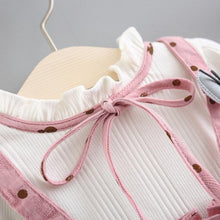 Load image into Gallery viewer, Modern New Baby Girl Dress Cotton Print Bow Princess Dress With Baby Headbands 2pcs Clothes Set With Bow
