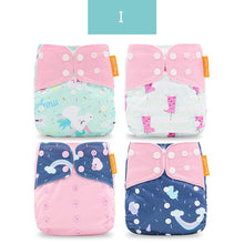 Load image into Gallery viewer, 4pcs/set Washable Eco-Friendly Cloth Diaper Cover Adjustable Nappy Cloth Diapers Cloth Nappy For Baby Boys and Grils Baby
