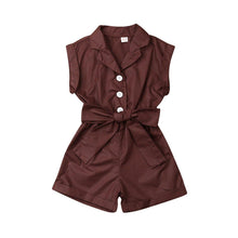 Load image into Gallery viewer, Baby Girls Clothes Sleeveless Turn-down Collar One-Pieces Romper Solid Color Girls Jumpsuit Dress for Girls