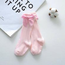 Load image into Gallery viewer, Baby Girls Big Bow 100% Cotton Knee High Long Soft Cotton Lace Baby Socks Bowknot Socks