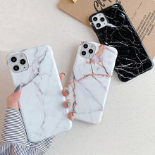 Load image into Gallery viewer, White Gray Marble Slim Soft Clear Bumper Full-Body Protective Phone Case Cover Glossy Marble Texture Cover for iPhone 11 14 Pro Max 14Plus 12 13 Mini X XR XS Max Soft Back Case