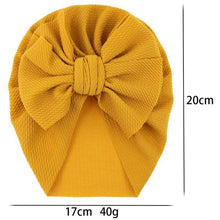 Load image into Gallery viewer, Handamde Elegant Baby Hats for Girls Big Bow Turban Hat Newborn Baby Beanie Cap Solid Color Style