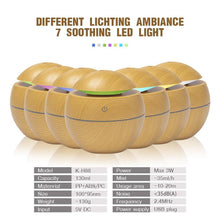 Load image into Gallery viewer, Mini Air Humidifier Ultrasonic USB Aroma Wood Grain LED Night Light Electric Essential Oil Diffuser Aromatherapy Home