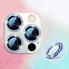 Load image into Gallery viewer, 2023 New Diamond Bling Metal Ring Glass Protective Cap For iPhone 14 13 12 11 Pro Max Mini Camera Lens Circle Protector Paste Tempered Glass Camera Cover Camera Lens Protector