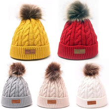 Load image into Gallery viewer, Modern Warm Baby Beanies Hat Pompon Children Hats Knitted Cute Cap For Girls Elegant For Winter