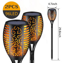 Load image into Gallery viewer, 33/96 LED Solar Stainless Steel Torch Lamp For Yard Garden Pathway Doorway Courtyard
