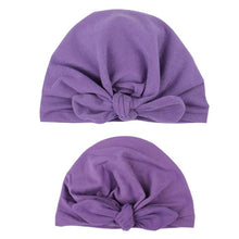 Load image into Gallery viewer, Modern Mom&Baby Turban Mother Baby Hat Headbands Mom Daughter Bow Knot Caps Print Solid Parent-Child Hair Accessories
