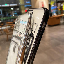 Load image into Gallery viewer, Ultra-light Transparent Photo Card Pocket Wallet Case For iPhone 13 11 12 14 Pro Max XS XR X 8 7 6S Plus Plating Cute Bear Rabbit Soft Phone Cover Cute Case with Card Holder Soft Cover