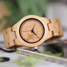 Load image into Gallery viewer, BOBO BIRD E04 Women's Elk Deer Design Dial Fashion Bamboo Watch Japan Quartz Bamboo Band Watches As Best Gift For Ladies Relojio