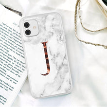 Load image into Gallery viewer, White A-Z Marble Texture Phone Cover For Iphone 12 Mini Soft Silicone Back Case Solid Name Phone Case Luxury Screen Camera Protection Shockproof Soft Cover