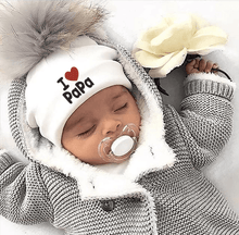 Load image into Gallery viewer, Newborn Cotton Hats Baby Pom Pom Childre Infant Hats For BabY Boys and Girls Wth Printed "I love mama " and " Design