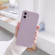 Load image into Gallery viewer, Soft Silicone Candy Color Phone Case For iPhone 13Mini iPhone 14Pro Max Ultra Thin Shockproof Cover Solid Color Shockproof Silicone Case For iPhone