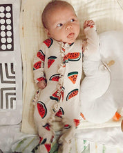 Load image into Gallery viewer, Newborn Toddler Watermelon Print Romper With Long Sleeve Wrapped Foot Jumpsuit For Babies