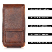 Load image into Gallery viewer, Universal Leather Case for iPhone Mens PU Leather Vertical Case with Belt Clip for iPhone Waist Pack Belt Clip Bag for 3.5-6.3" Mobile Phone Pouch Phone Cover