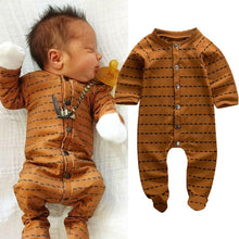 Load image into Gallery viewer, Newborn Infant Baby Girl and Boy Long Sleeve Romper Wrap Foot Jumpsuit For Baby In Brown Design