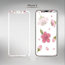 Load image into Gallery viewer, Flowers Cartoon Screen Protector For iPhone 13 12 11 Pro Max Soft Edge Tempered Glass on For iPhone XS MAX XR 7 8 PLUS Lovely Easy Installation Frame 9H Hardness Full Coverage Bubble Free Cute Lovely Cherry Blossom Design Glass For iPhone