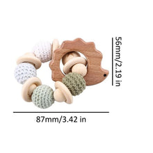 Load image into Gallery viewer, Wooden Teether Hedgehog Crochet Beads Wood Crafts Ring Engraved Bead Baby Teether Wooden Toys For Kids Rattle