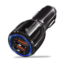 Load image into Gallery viewer, Universal Black Car USB Charger Quick Charge 3.0 4.0 18W Fast Charging In Car 3 Port Mobile Phone Gadgets