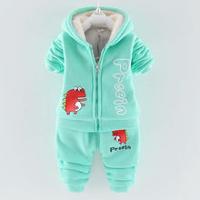 Load image into Gallery viewer, Modern Fashion Cotton Thick Warm Casual Hooded Sweater Cartoon Cute Bear Three-piece Suit For Baby Boy & Girl
