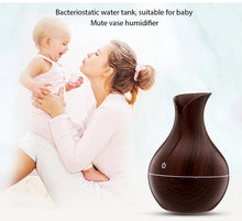 Load image into Gallery viewer, Essential Oil Diffuser 130ml Wood Grain Vase-Shaped Aromatherapy Cool Mist Humidifier With 7 Colors LED Lights & Waterless Auto Shut-Off For Home Office
