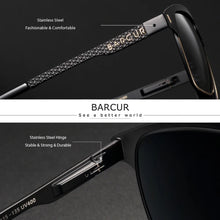 Load image into Gallery viewer, BARCUR Polarized Men’s Sunglasses – Fashionable Square Stainless Steel Frame UV400 Protection Anti-Reflective Outdoor Sports & Driving Eyewear – Original Design Casual Style with Premium Polycarbonate Lenses