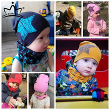 Load image into Gallery viewer, Modern New Trend Baby Hat Scarf Star Prints Cotton Children Boys Girl Cap Beanie Neck Collar Scarf Autumn Winter Warm Kids Hats For Kids