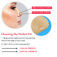 Load image into Gallery viewer, Double Hoop Nose Solid 14k Rose Gold Spiral Nose Ring 20G 8mm Right